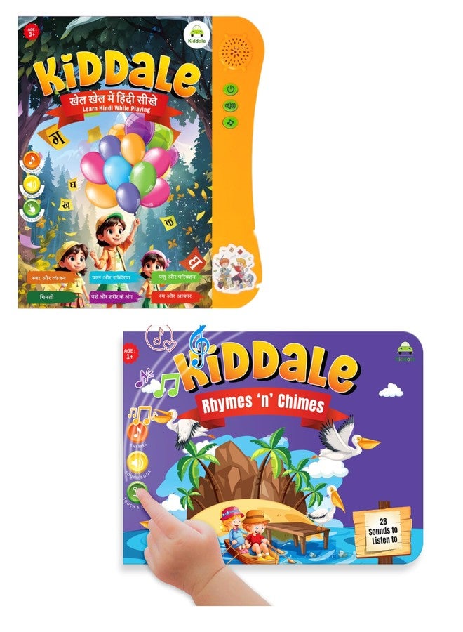 Kiddale Pack of 2 Musical Sound Books - Khel Khel Mein Hindi Sikho (Varnamala) & Rhymes and Chimes - Interactive Learning for Kids - Image 2